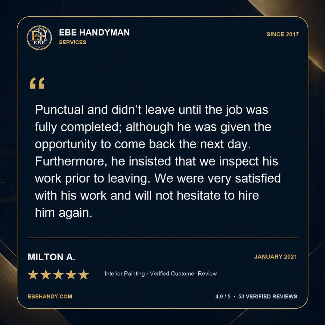 Five-star verified customer review from Milton A.